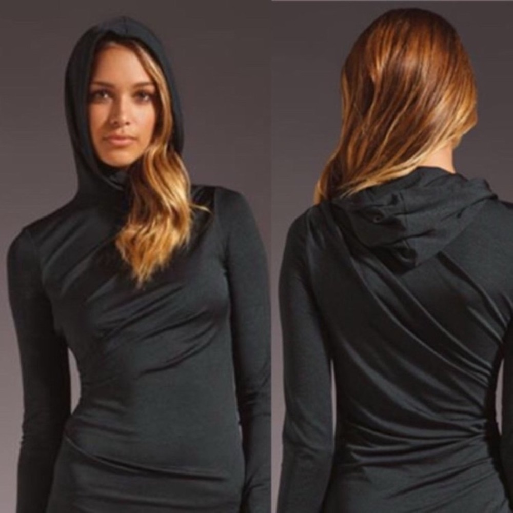 Alexander Wang Black Ruched Hooded Top